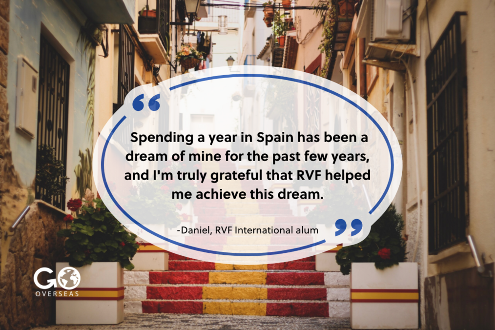 Teach in Spain with RVF International Spanish streets and quote from RVF International alum